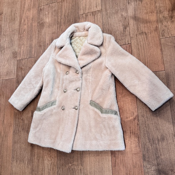 Faux Fur Coat Ivory & Gray Womens XL Vintage - Picture 3 of 14